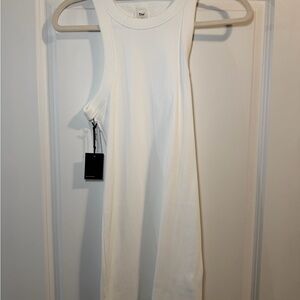 Aritzia TNA White Ribbed Mini Dress